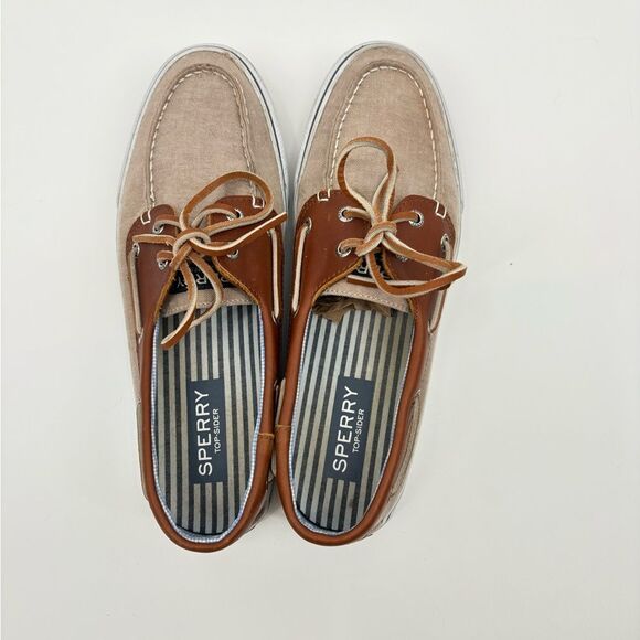 Sperry Men's Top Sider Bahama Chambray 2-Eye Boat Shoes Tan Size 11 - Picture 5 of 7